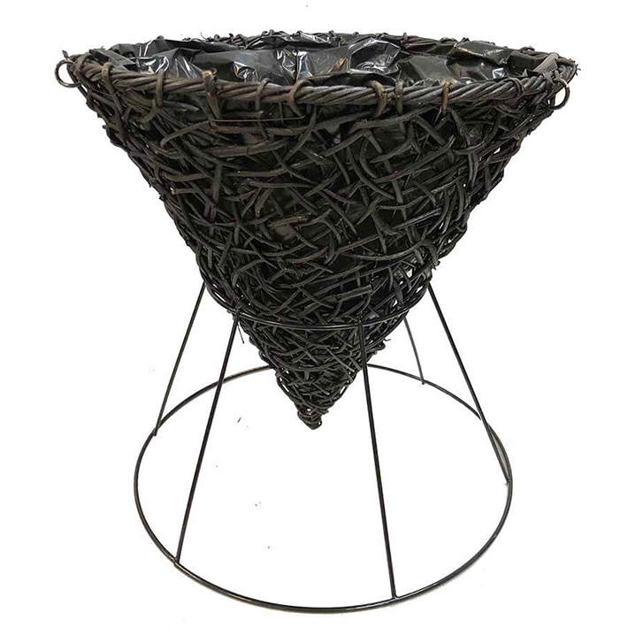 14" Charcoal Rattan Cone Basket