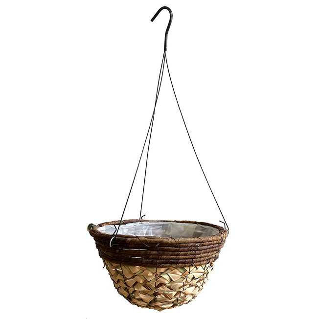 12“ Banana Leaves Basket w/ Rigid Wire Hanger