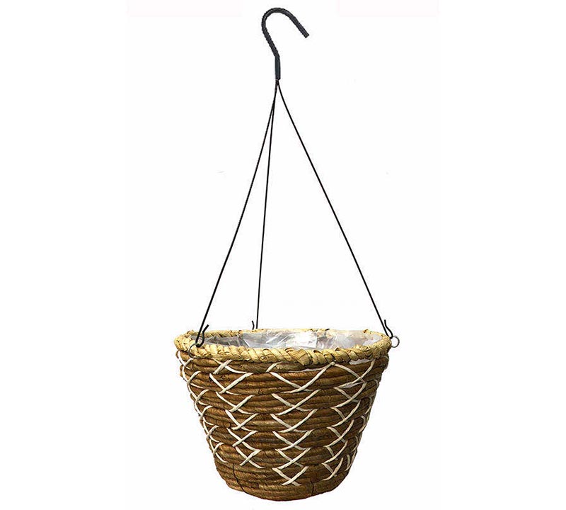 14" Mixed Palm Bucket Basket w/ Rigid Wire Hanger