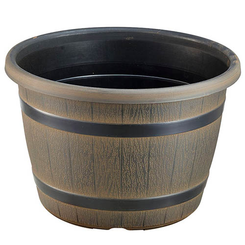 10" Wood Barrel Planter