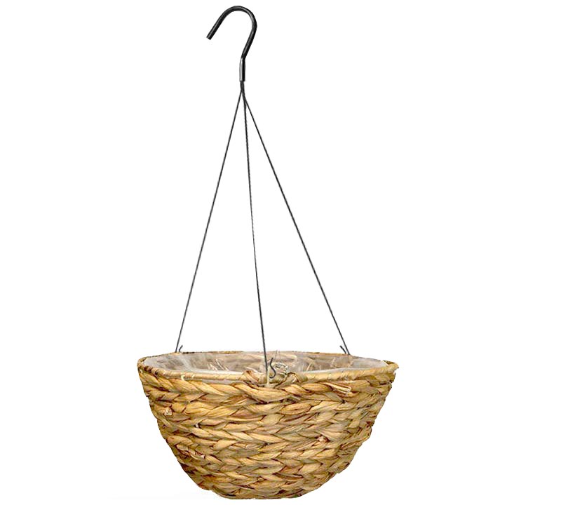 12" Water Hyacinth Basket w/ Rigid Wire Hanger